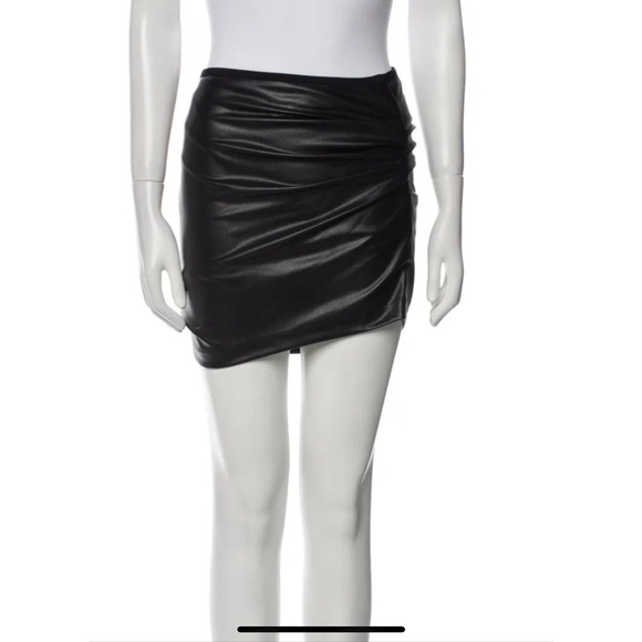 Helmut Lang Skirt Mini Faux Leather‎ Twist Women Size XL Black